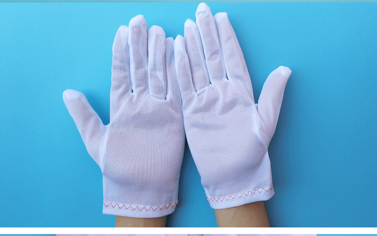 化纤材料白色无尘手套 车间作业非一次性防静电无尘手套