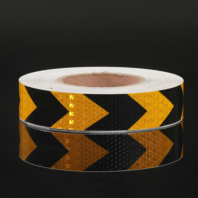 反光晶格带 黄黑箭头晶格反光贴定制pvc反光晶格条反光条反光贴-阿里