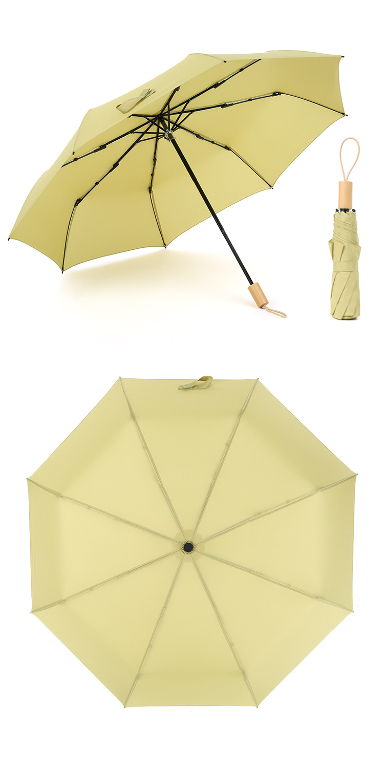 马卡龙自动伞实木手柄复古男女三折雨伞商务伞定制logo雨伞广告伞