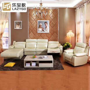 潘神功能沙发真皮客厅转角贵妃组合头层牛皮usb触摸控制电动躺椅