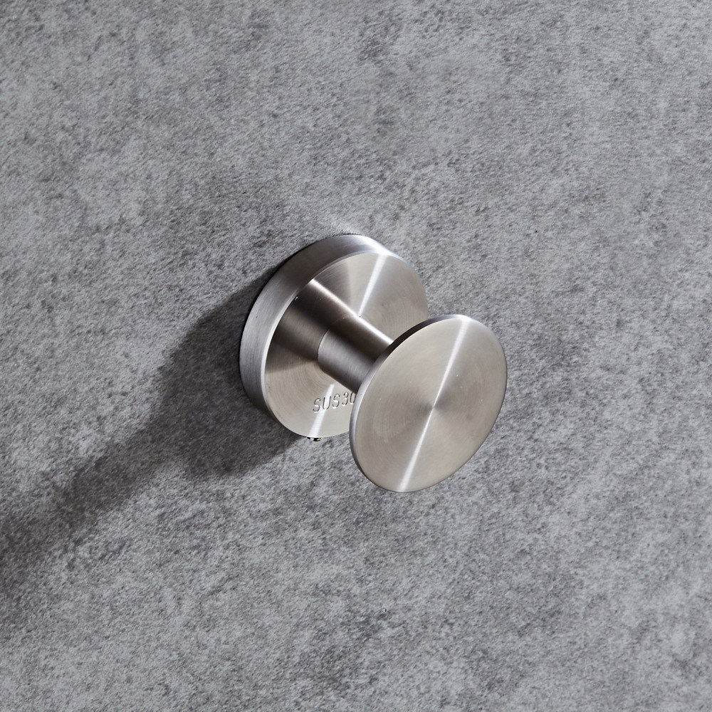 304不锈钢挂衣钩壁挂打孔单钩拉丝加厚衣帽钩厨卫五金挂件