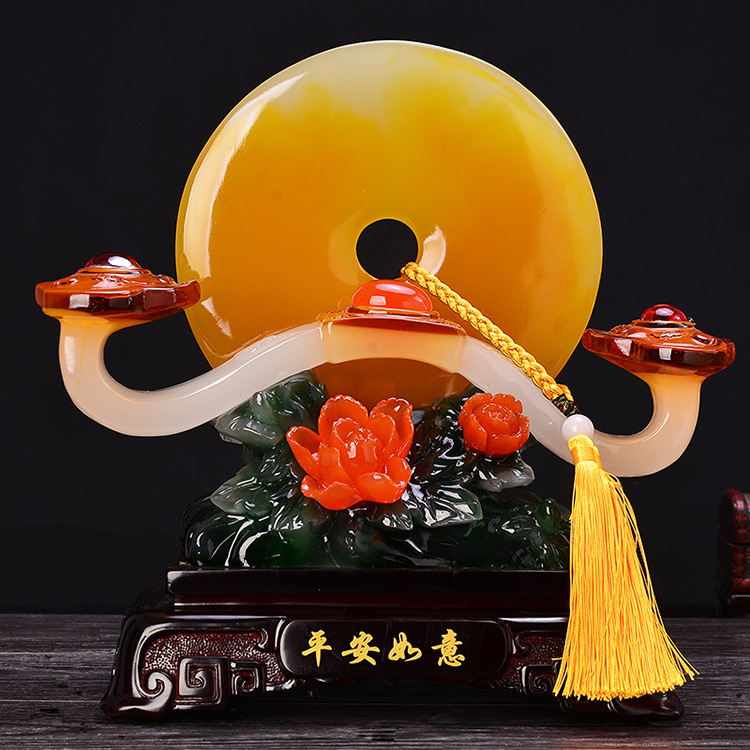 玉石平安如意平安扣摆件新中式客厅桌面摆设乔迁新居朋友开业礼品