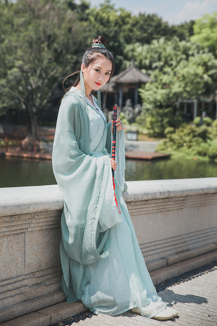 包邮20爆款魏晋清冷风直裾单衣大袖衫男女汉服改良演出服现货0855