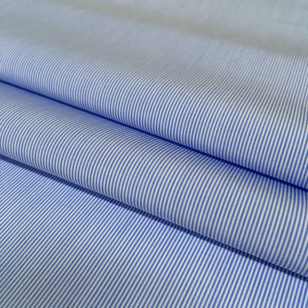 现货全棉衬衫面料鲁泰长绒棉高订男装私人定制免烫条纹衬衫面料