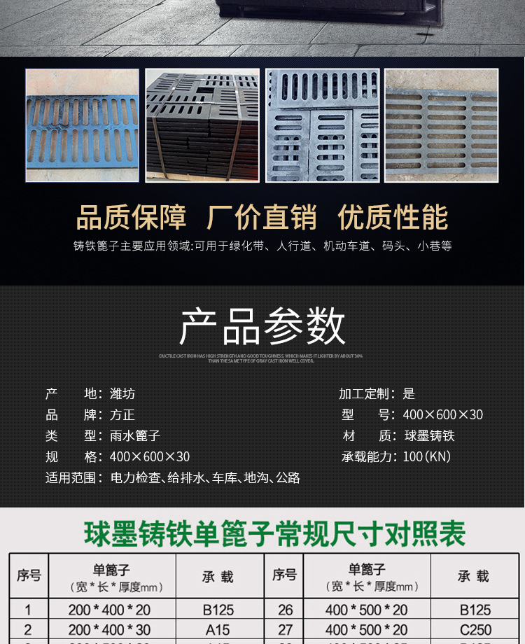 铸铁篦子沟盖板雨篦子复合沟盖板高分子盖板欢迎来图加工