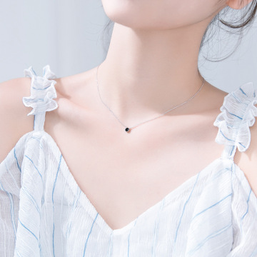 s925银项链女心头痣简约网红黑色圆形可爱迷你豆豆锁骨链d4391