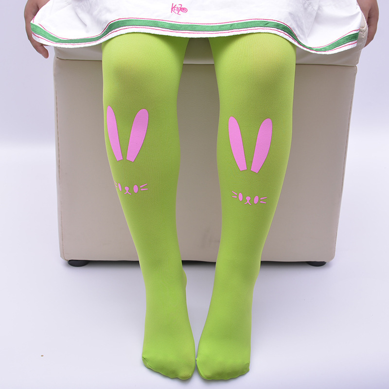 厂家直销热销春夏秋季兔子耳朵女童高弹连裤袜印花薄款连袜