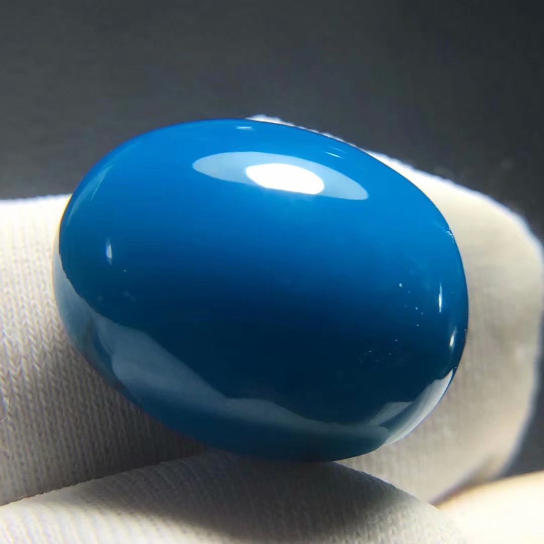 原矿高瓷蓝秦古料瓷釉级绿松石精品蛋面 湖北天然无优化戒指戒面