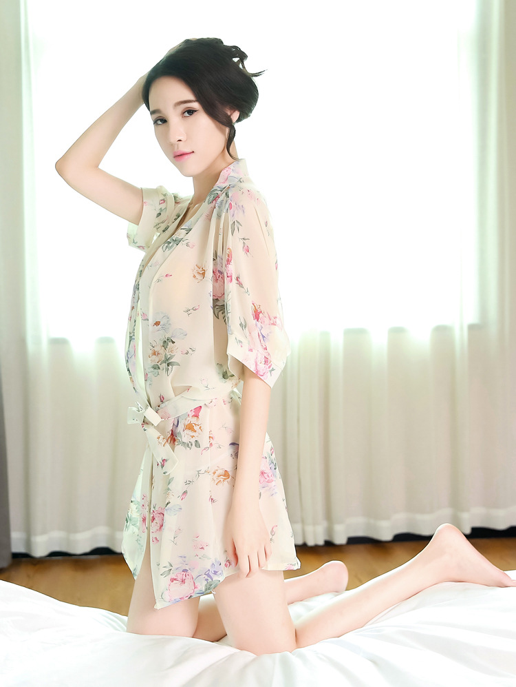 厂家直供 情趣内衣 性感蕾丝诱惑透明情趣开襟长裙式女士睡衣浴袍