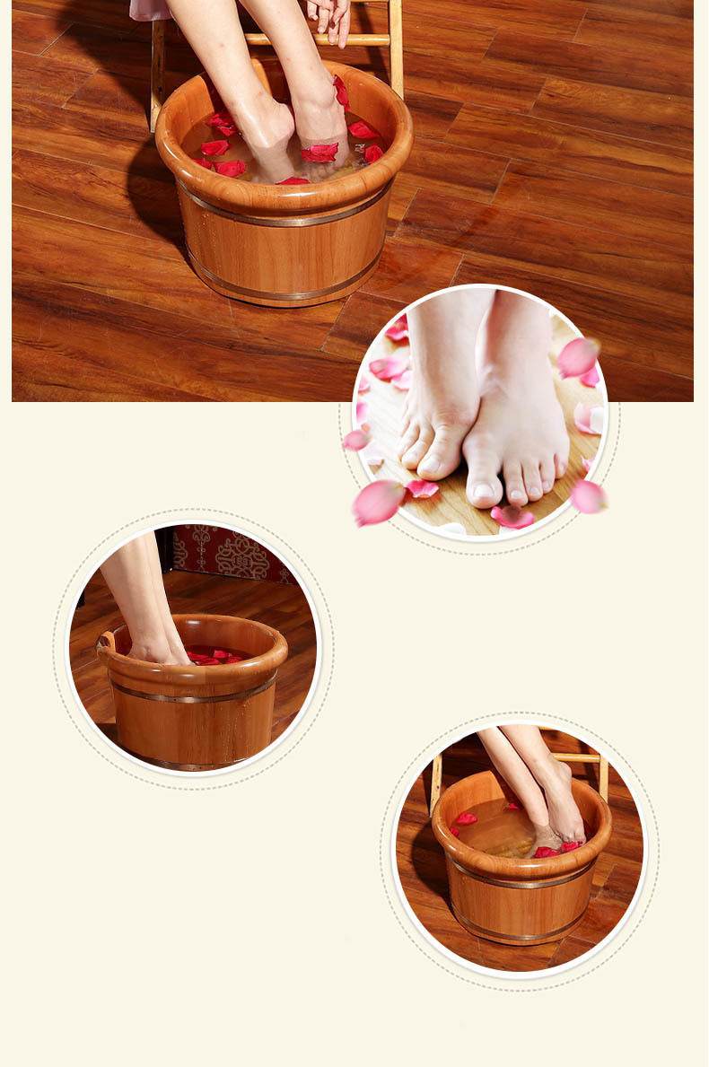 川浴实木蒸脚足浴桶家用按摩泡脚木桶洗脚盆熏蒸桶成人橡木盆足疗