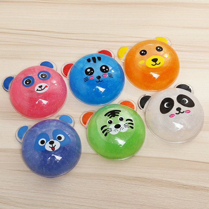 厂家直销创意减压发泄可爱动物头透明无毒水晶泥批发外贸一件起批