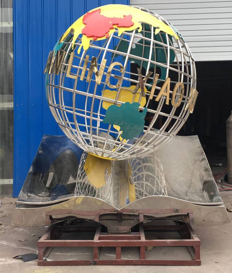 大型不锈钢景观地球仪雕塑 厂家直销 镂空 学校雕塑 ffdss-146