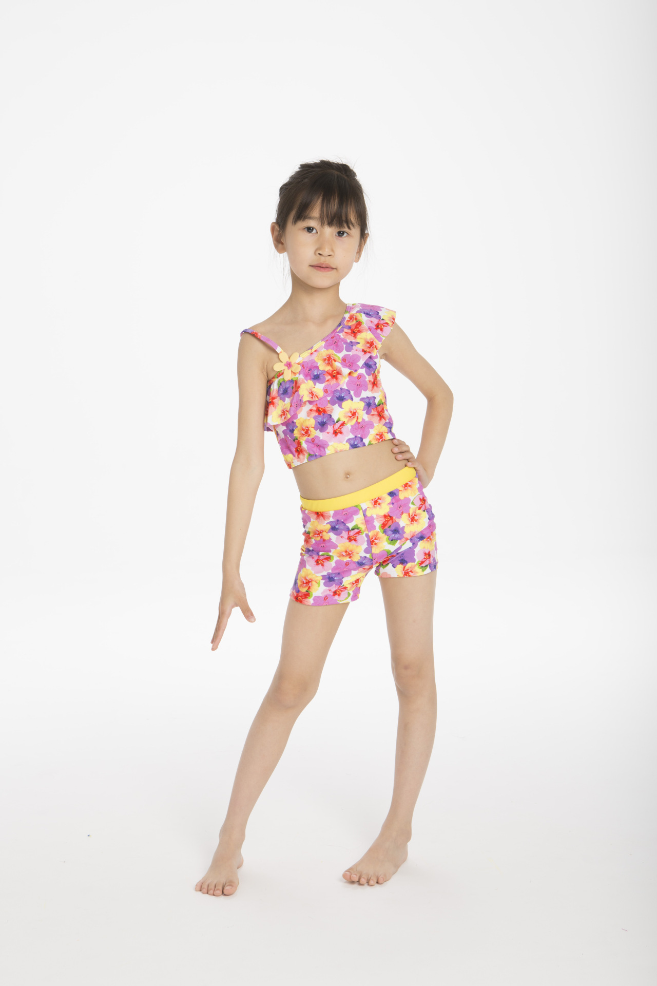 新款儿童分体泳衣 粉色花朵分体女童儿童游泳衣特价 一件代发