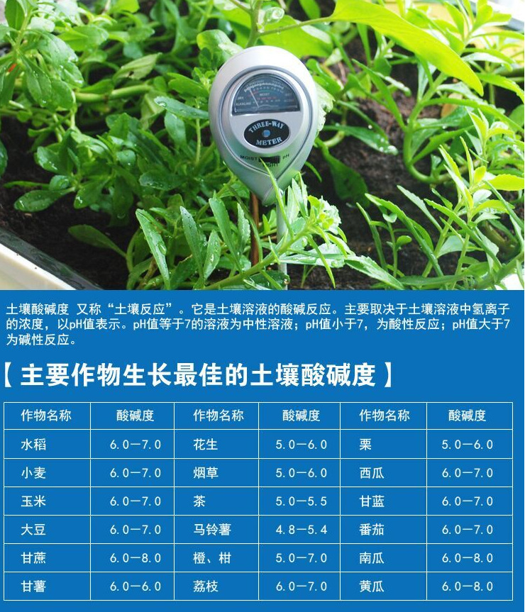 批发三合一园艺检测仪测量照度ph值光酸碱度测试仪土壤湿度计ph