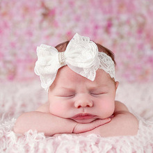 欧美新生儿蕾丝蝴蝶结发带 外贸宝宝儿童头带 蕾丝弹力头带 批发
