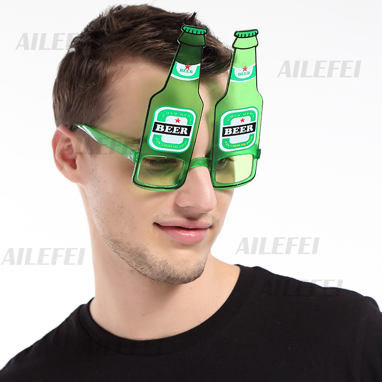 啤酒瓶眼镜 酒吧派对搞怪眼镜 爱尔兰节眼镜道具