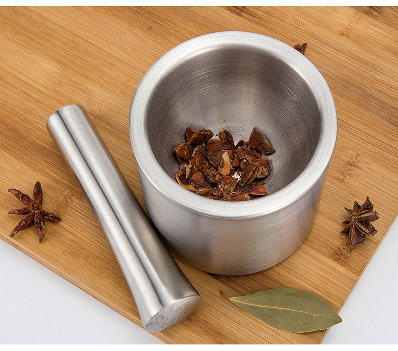 304不锈钢捣蒜器捣碎器捣药罐蒜泥器家用手动石臼子研磨器擂钵盅