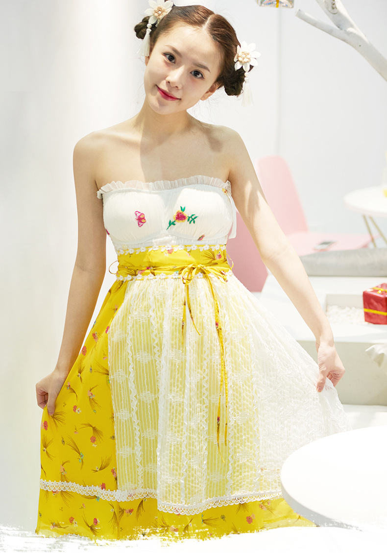yigelila2018春夏新品唯美古风汉服女抹胸上衣 齐腰中裙7726 5576