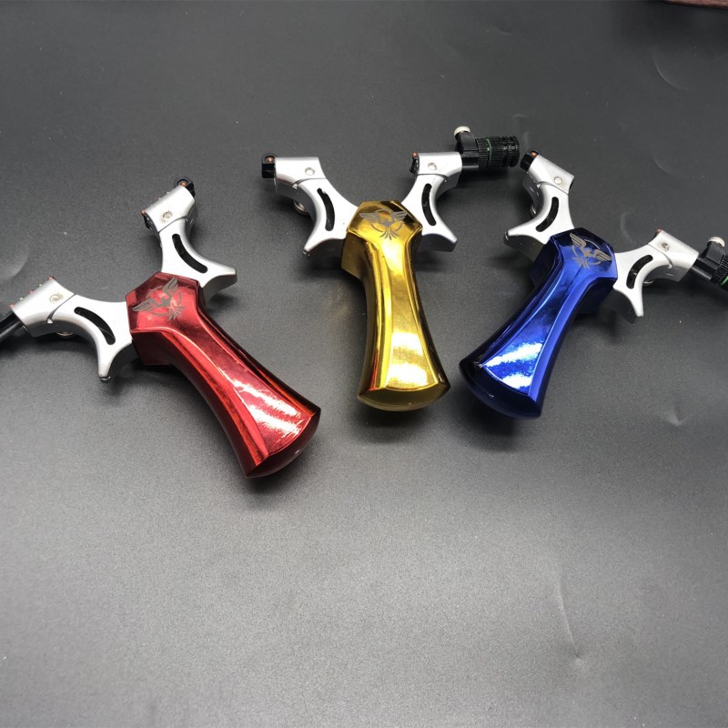 神鹰弹弓锌合金十字惊魂瞄具abs手柄快压免绑灯光喵弹弓皮筋厂家