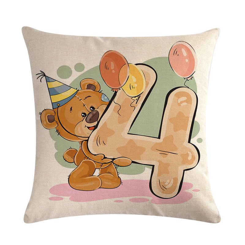 跨境专供卡通小熊数字系列亚麻抱枕套靠垫套速卖通亚马逊eabyd332