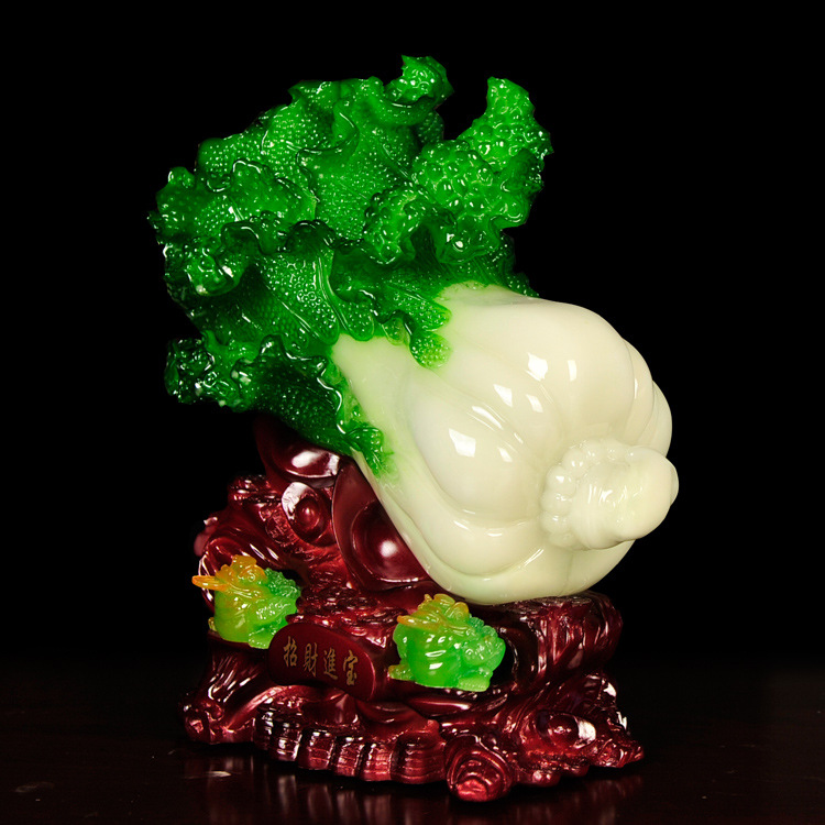 招财进宝玉白菜树脂摆件 仿玉石白菜树脂工艺品开业礼品 工厂直销