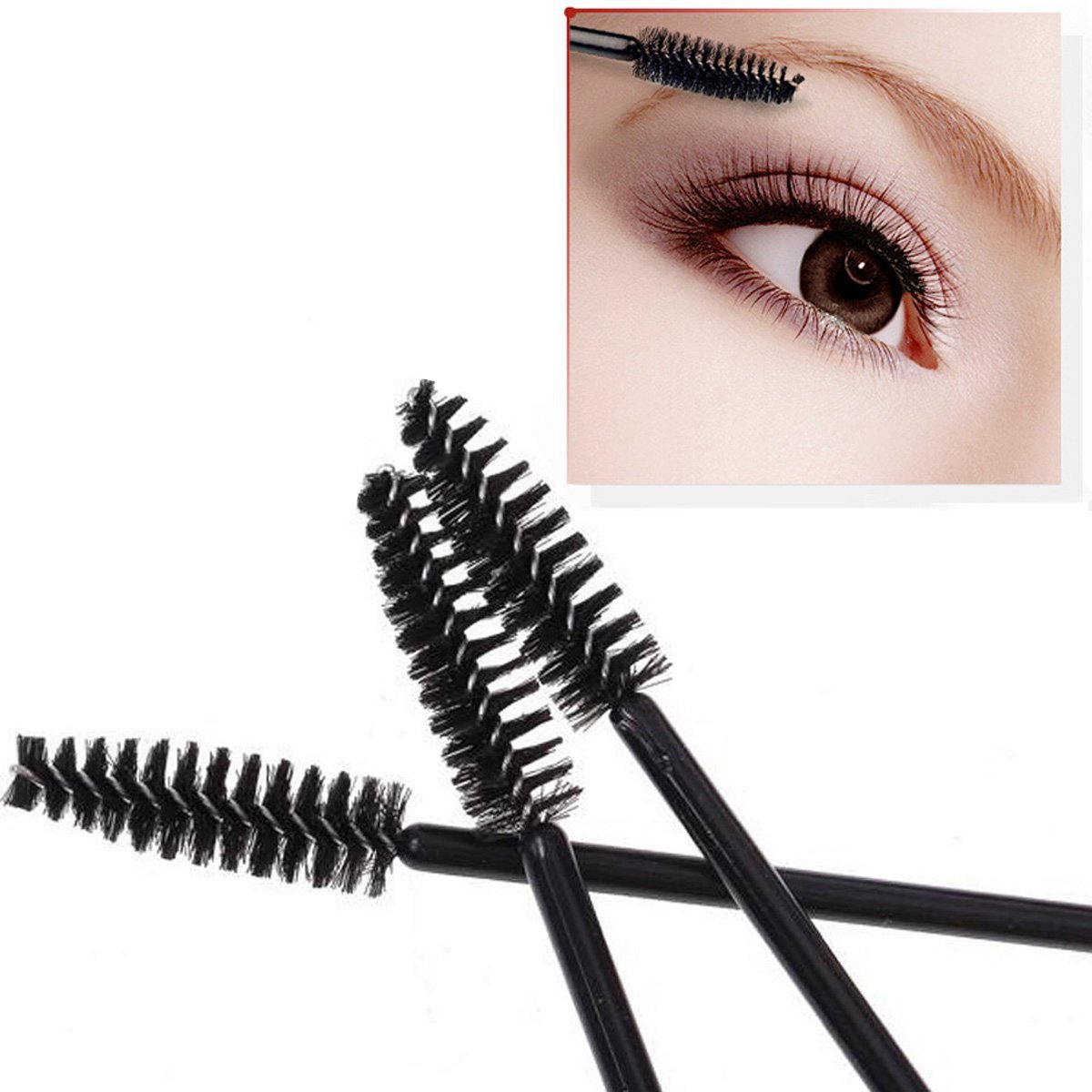 黑色尼龙毛可弯曲睫毛刷 眉梳 直形弯曲两用睫毛梳一次性化妆工具