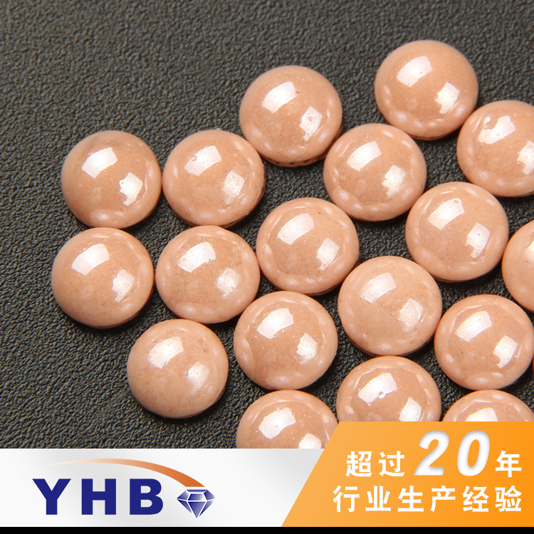 Factory Wholesale Ceramic Panel Pressing Smooth Light Orange Semicircle Imitation Pearl 4mm Nail Ornament Accessories Semicircle Pearl