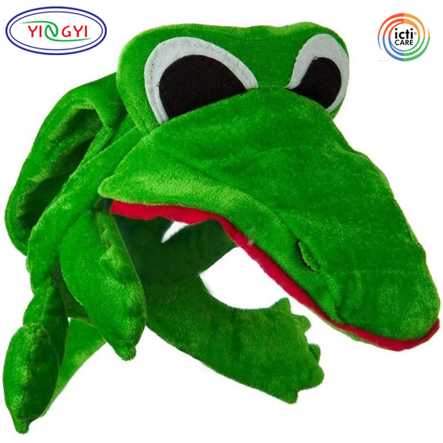 鳄鱼圣诞节动物头饰头套毛绒卡通演出帽子幼儿园年会搞怪表演道具