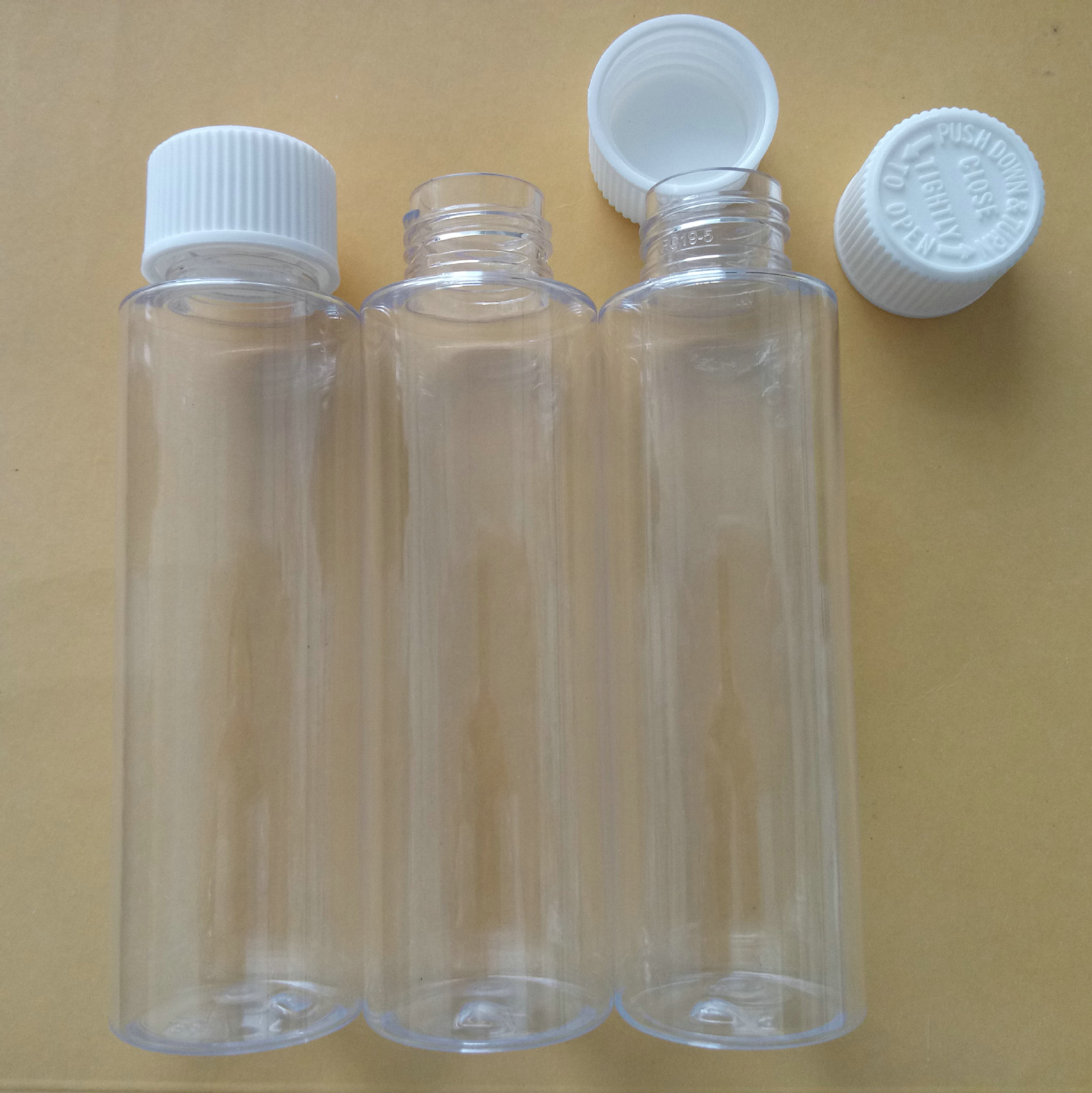 100ml压旋盖塑胶瓶pet塑胶瓶双层盖卸妆水瓶防童盖化妆品瓶包材