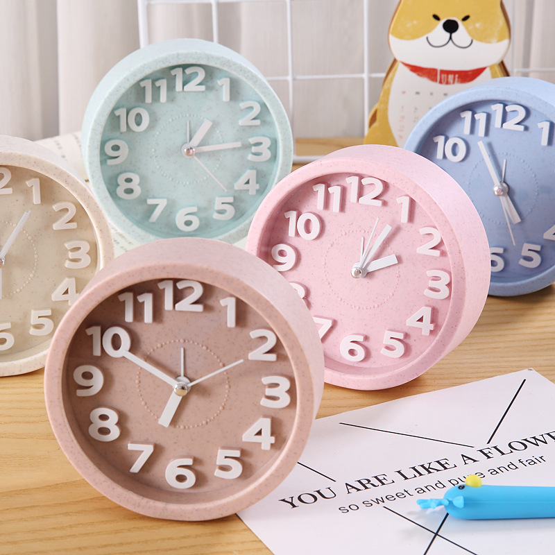 Wheat Straw Creative Fashion Alarm Clock Japanese Home Bedside Small Clock Gifts for Classmates Friend Graduation Gift Yuelu