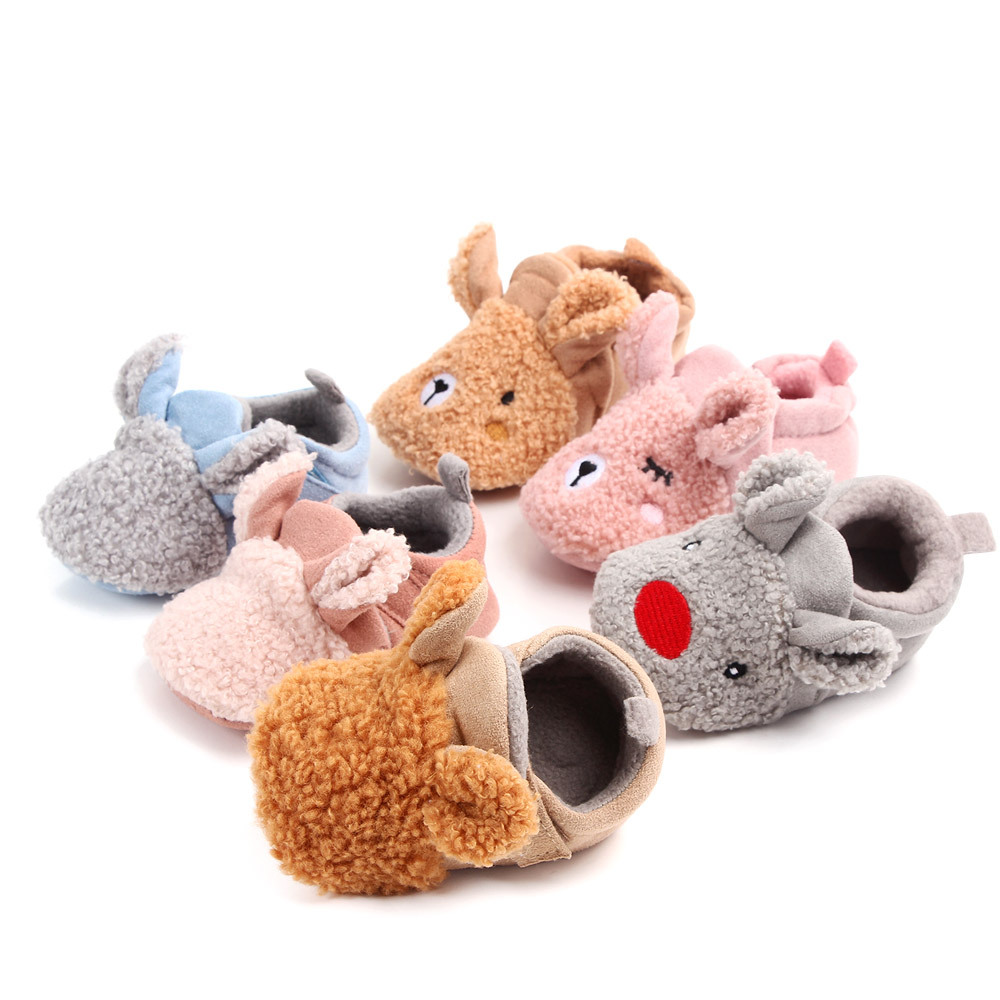 baby cotton shoes winter cute keep baby warm non-slip toddler shoes teddy no heel slippage shoes wholesale home shoes bag heel