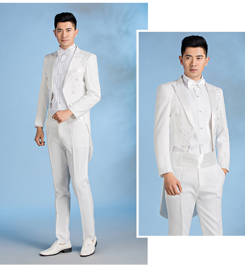 高档男士燕尾服舞台演出服舞蹈合唱服套装 结婚拍照宴会西装礼服