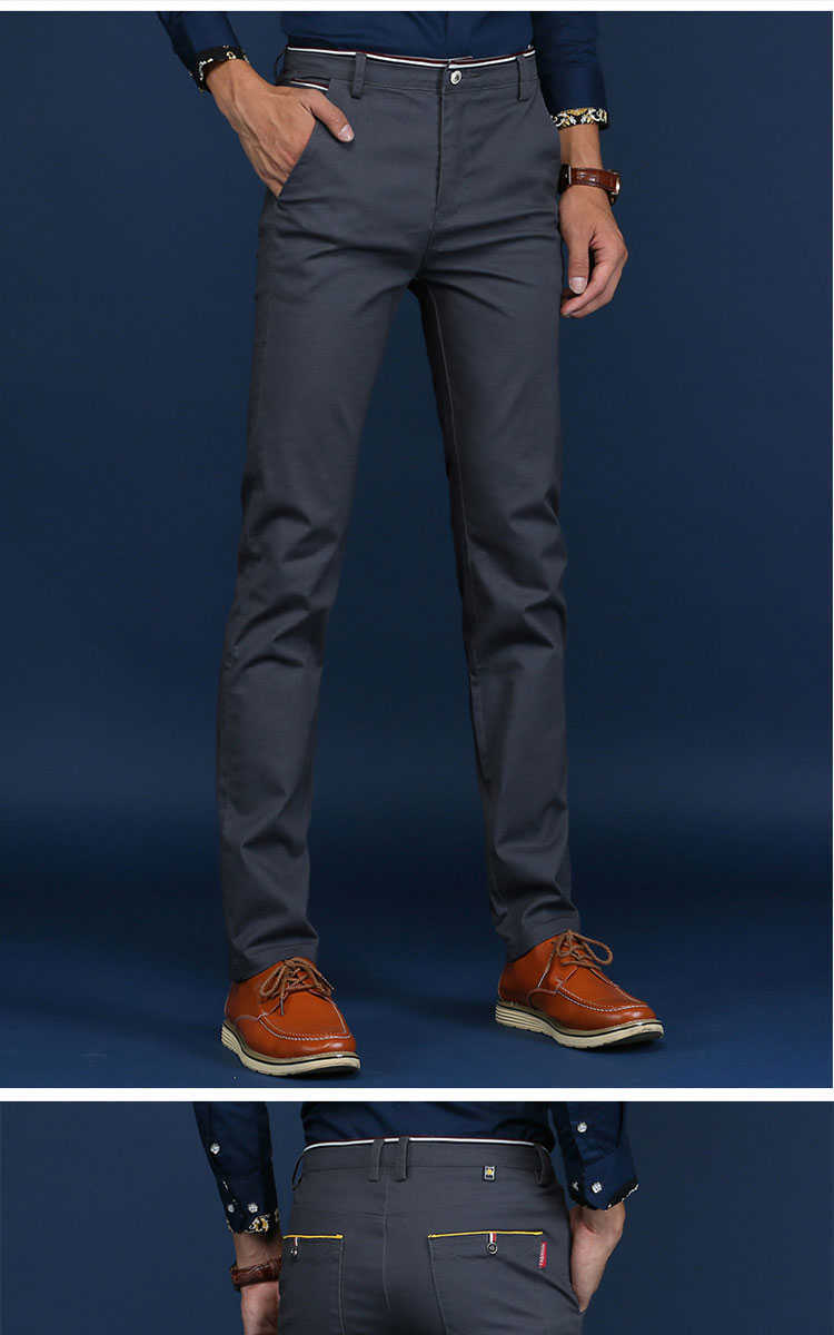 秋冬季男士休闲裤修身直筒西裤商务宽松男裤弹力黑色裤子男装新款