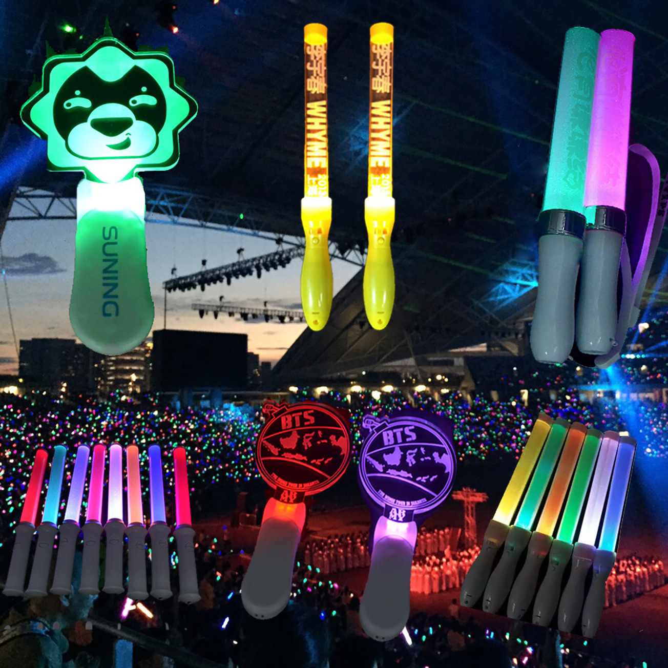 工厂按键15色发光棒led远程遥控发光手牌荧光棒演唱会粉丝应援棒