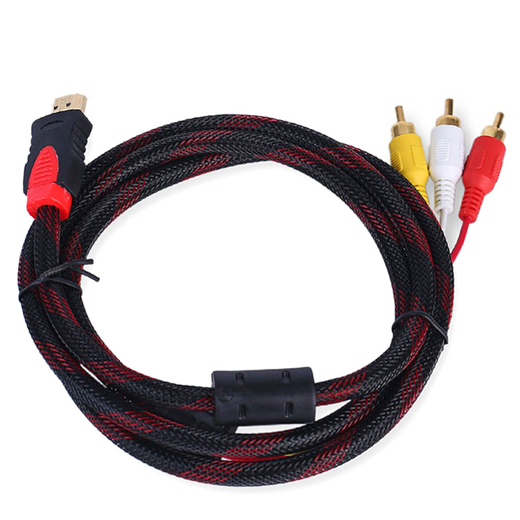 hdmi转3rca线hdmi转av线机顶盒红黄白三莲花av视频转接线1.5米