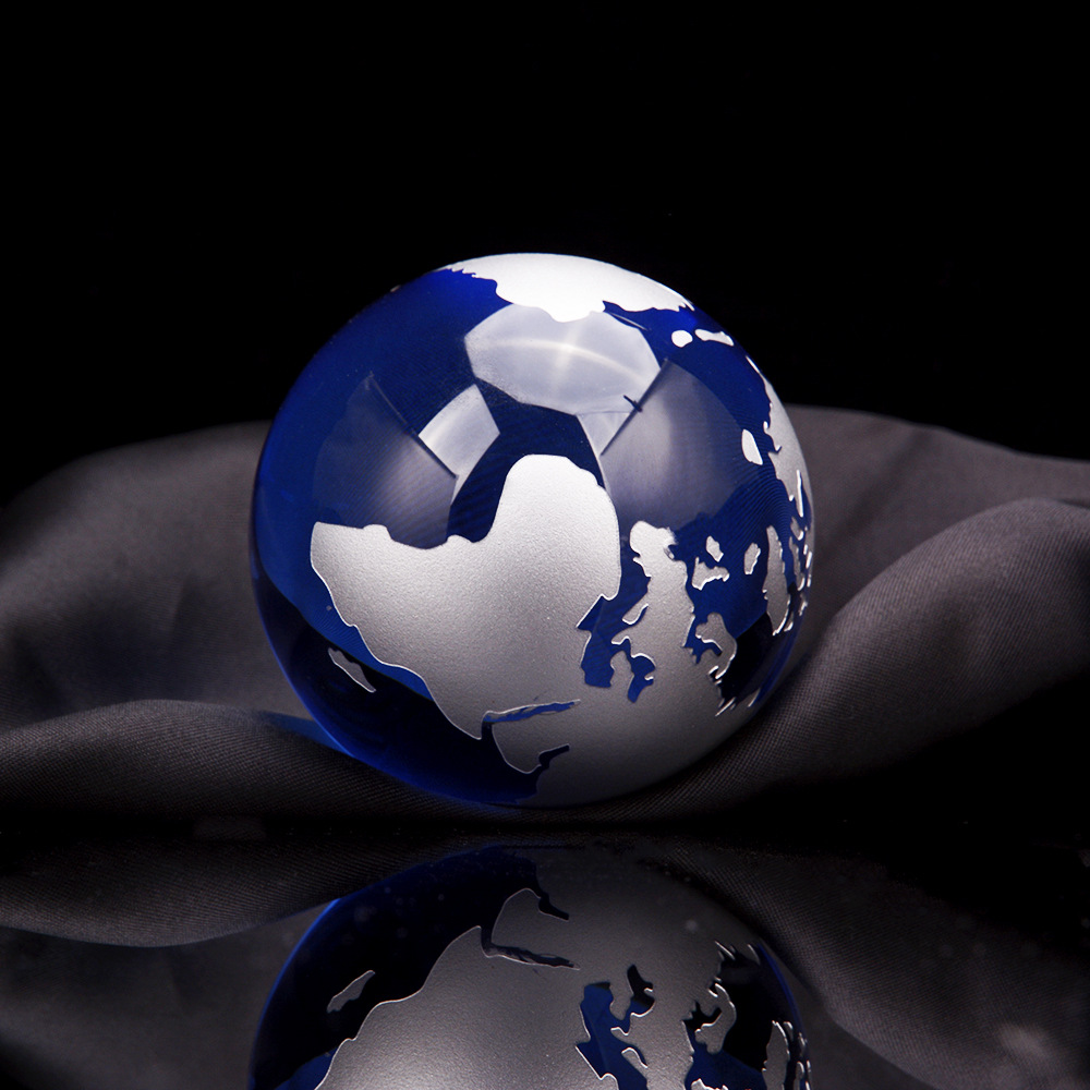 水晶地球仪 热销摆件商务赠品纪念品 浦江水晶工艺品