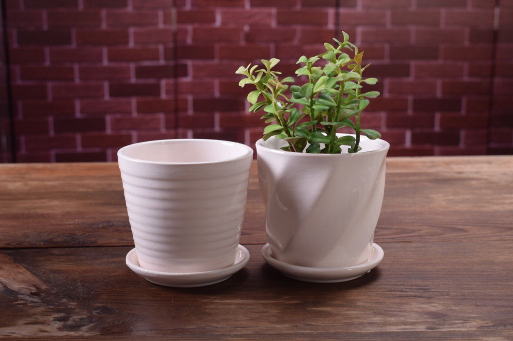 陶瓷多肉花盆 简洁白色创意特色花盆 0464小号桌面花盆 产地货源