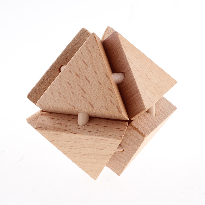 榉木八面玲珑 古典益智玩具孔明锁 趣味解锁礼物 取宝