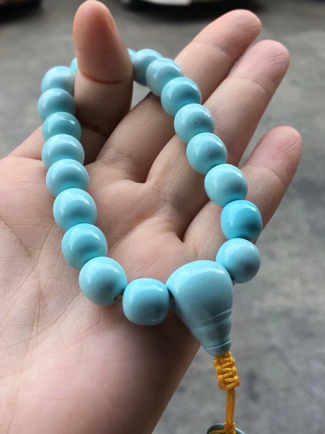 如心珠宝湖北原矿高瓷919果冻料绿松石老型手串单圈手链产地价格