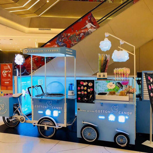 厂家定做 商场棉花糖车促销台 冰淇淋促销车 食品道具展示柜