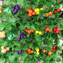 仿真藤条植物吊顶水果餐厅装饰绿植农家乐蔬果花藤新年红果植物 