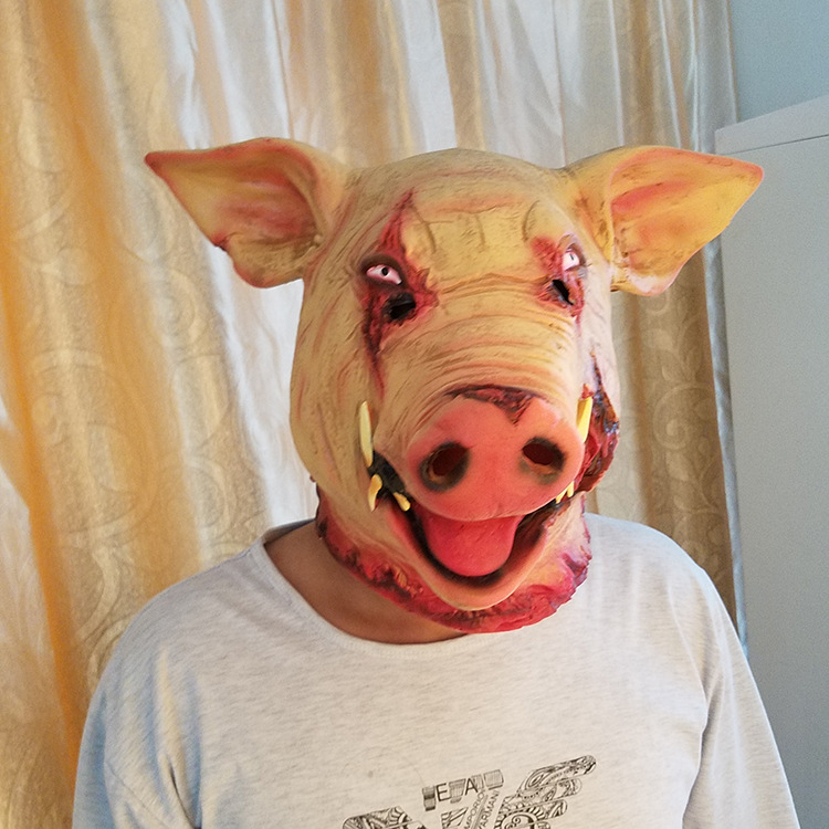 电锯惊魂3血 猪头面具头套 道具乳胶野猪亚马逊ebay抖音搞笑爆款