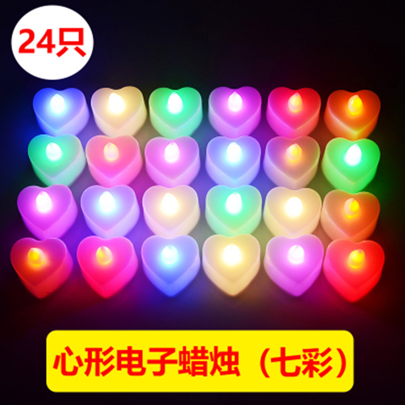 Heart-Shaped Electronic Candle Birthday Wedding Love Pendulum Candle Package LED Candle Light Manufacturer Production Agent