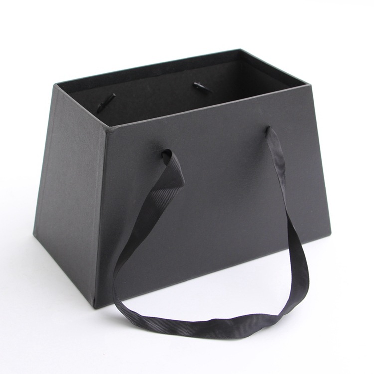 w9703手提梯形花桶鲜花盒 香皂花礼品礼物盒 纯色手捧硬纸礼品盒