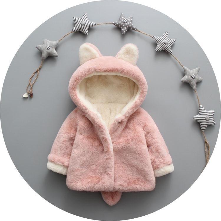 Infant Men and Women Baby Winter Coat Woolen Coat Velvet Padded Thickened Coat Outing Cotton-Padded Jacket Girls Winter Furry Sweater Cotton-Padded Jacket