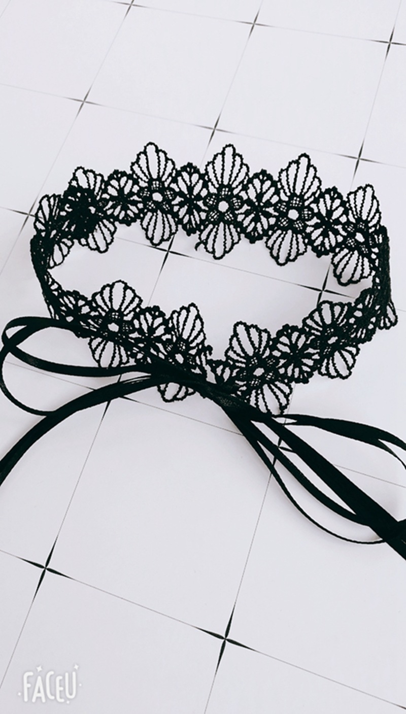 性感蕾丝项圈情趣内衣配饰花朵系带项圈一件代发