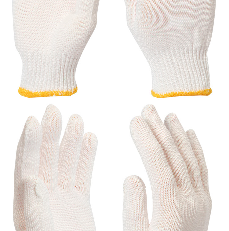 新品无尘白化纤劳保手套耐磨加厚棉纱尼龙手套透气舒适工作防护