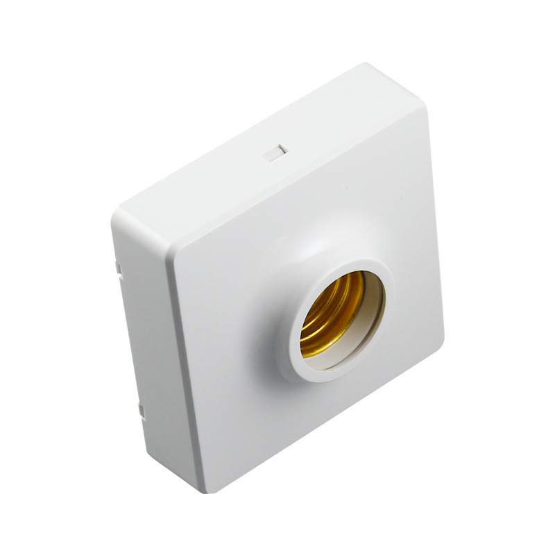 e27螺口正方形明装灯座 加厚塑料吸顶四方平底座螺旋灯口罗口灯头