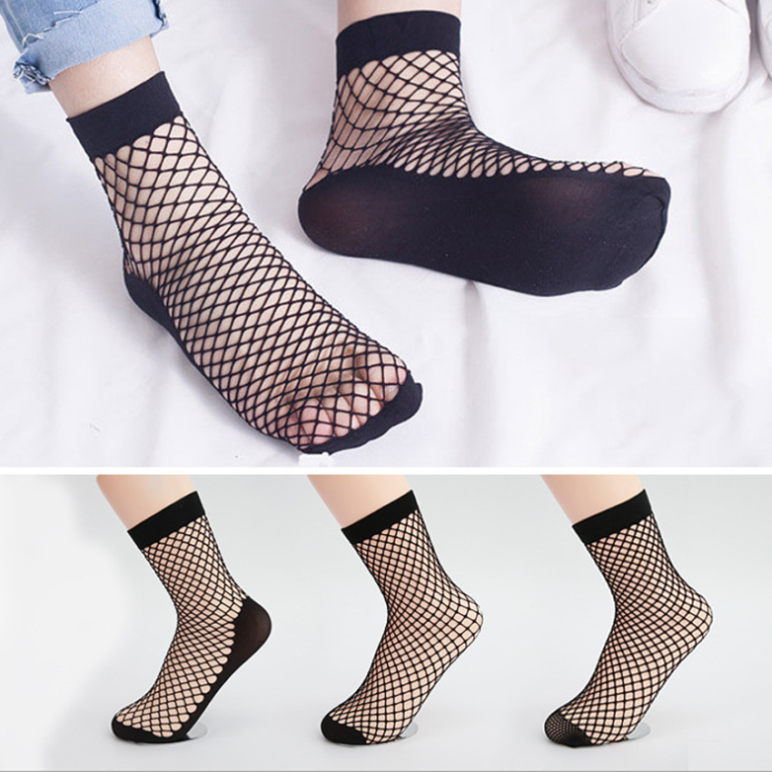 夏季性感短筒渔网袜 短筒薄款网眼袜 网格镂空透气短袜子