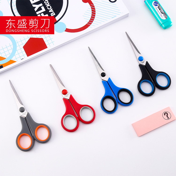 In Stock 5.5-Inch Rubber Scissors Stainless Steel Children Safety Cutter Hair Trimmer Student Handmade DIY Paper Cutter Household Small Scissors